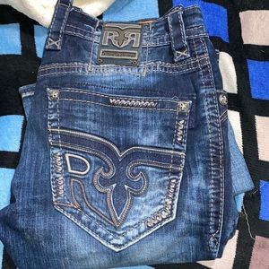 Rock revival slim boot cut jeans size 34 dark blue